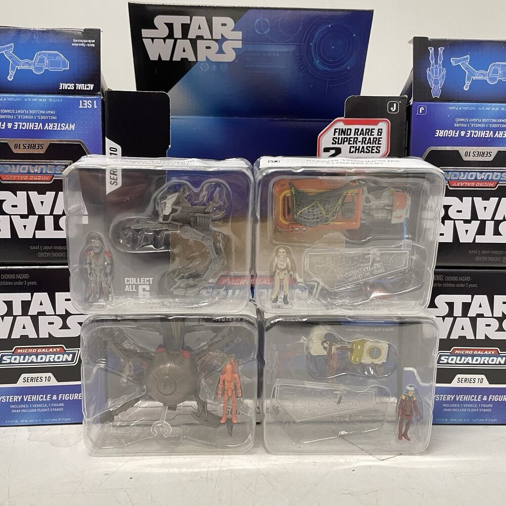 Star Wars Micro Galaxy Squadron Series 10 Set W/ Display Scout Crosshair Droid